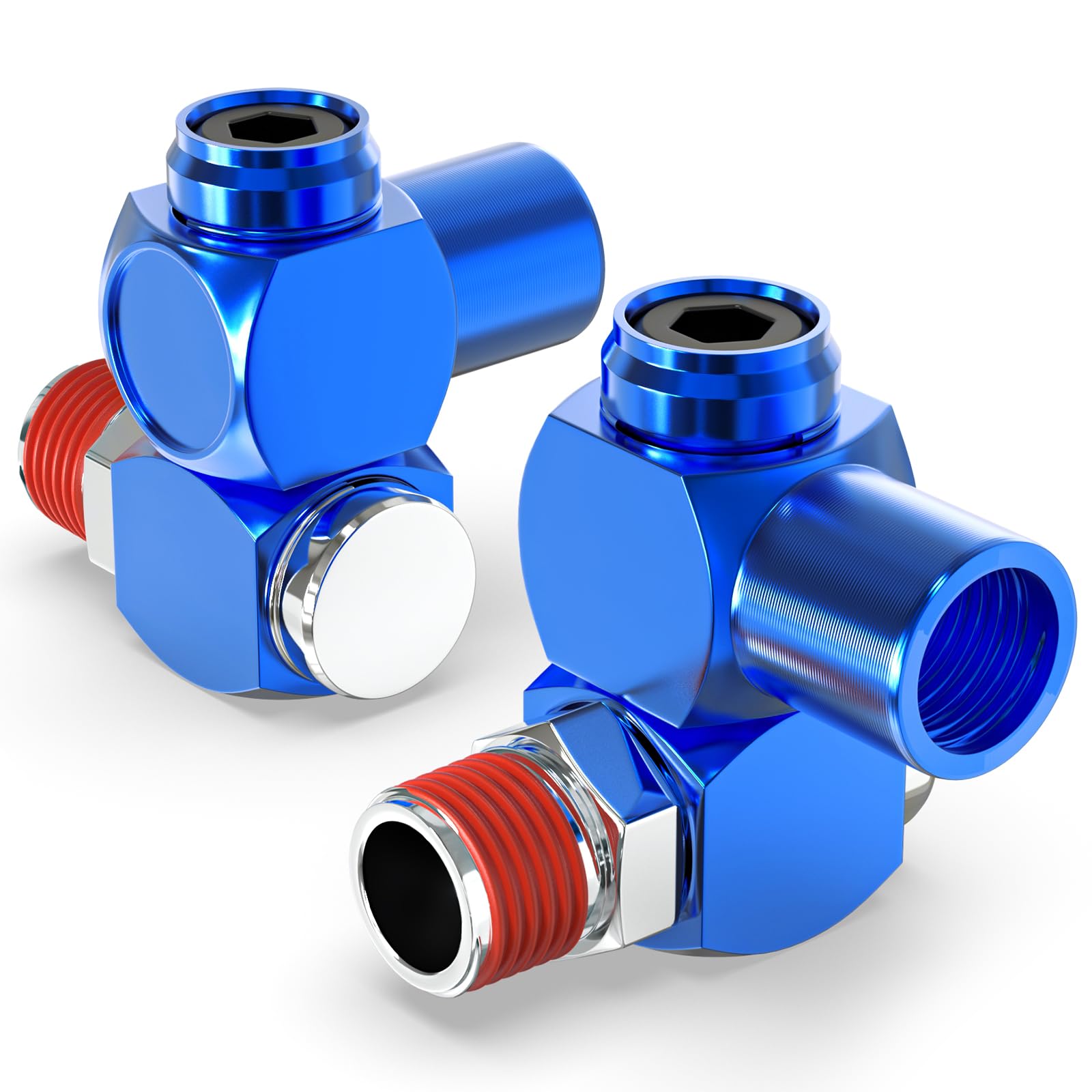 ERGAOBOY 2 PCS Blue 1/4" BSP Swivel Fitting Air Tool, 360 Degree Swivel Air Hose Connector Industrial Portable Pneumatic Adapter
