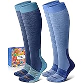 Lalapapa Cotton Compression Socks for Women Men - 2 Pairs 20-30mmHg Circulation Grid Arch Support Socks, Breathable