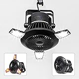 BusyPiggy Solar Camping Fan with LED Lantern, Portable Tent fan with Hanging Hook, Rechargeable USB Desk Fan for Home, Office
