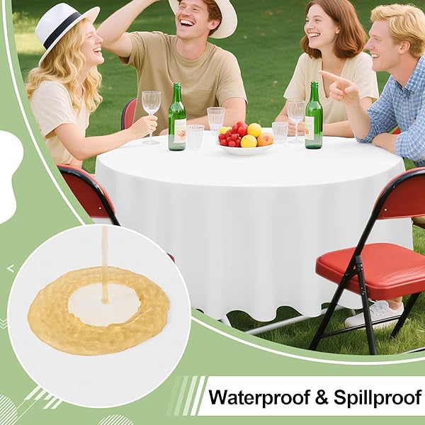 MISAYA 4 PACKS DISPOSABLE PLASTIC TABLE CLOTH, 84″ ROUND WATERPROOF TABLECLOTH, LEAKPROOF & STURDY DECORATIVE TABLE COVERS FOR PICNIC, PARTY AND OUTDOOR, WHITE