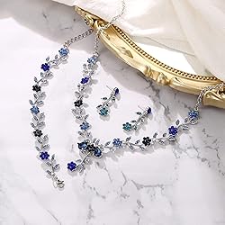 BriLove Women's Wedding Jewelry Set Leaf Cluster