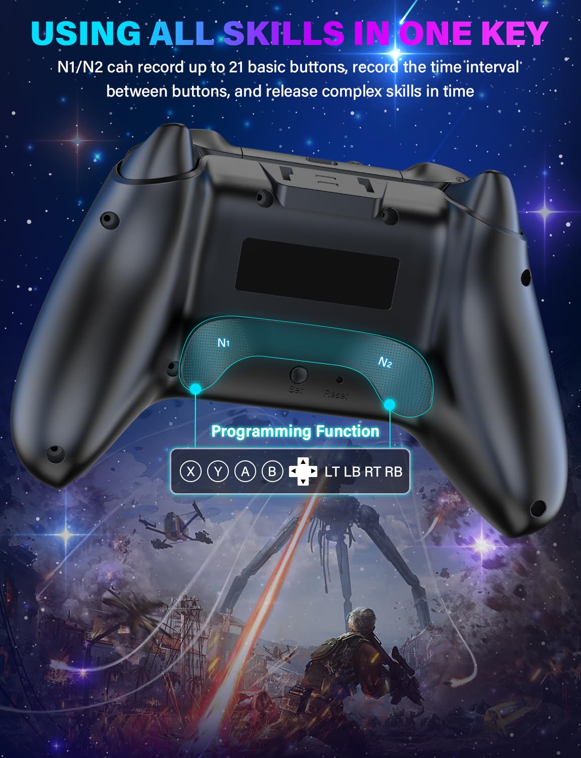 Wireless Switch Pro Controller - Compatible with Nitendo Switch/OLED/Lite, 1200mAh Rechargeable Switch Controllers with 8 Colors LED & Cool Nebula Design, Wake Up, Turbo, Vibration, Motion Control