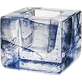 Kosta Boda Brick Votive, Tealight Candle Holder, Made from Crystal - Cube Brick Shape, Contemporary Art, Shelf Decoration &amp; Table Centerpiece, 3" x 3.4" - Blue