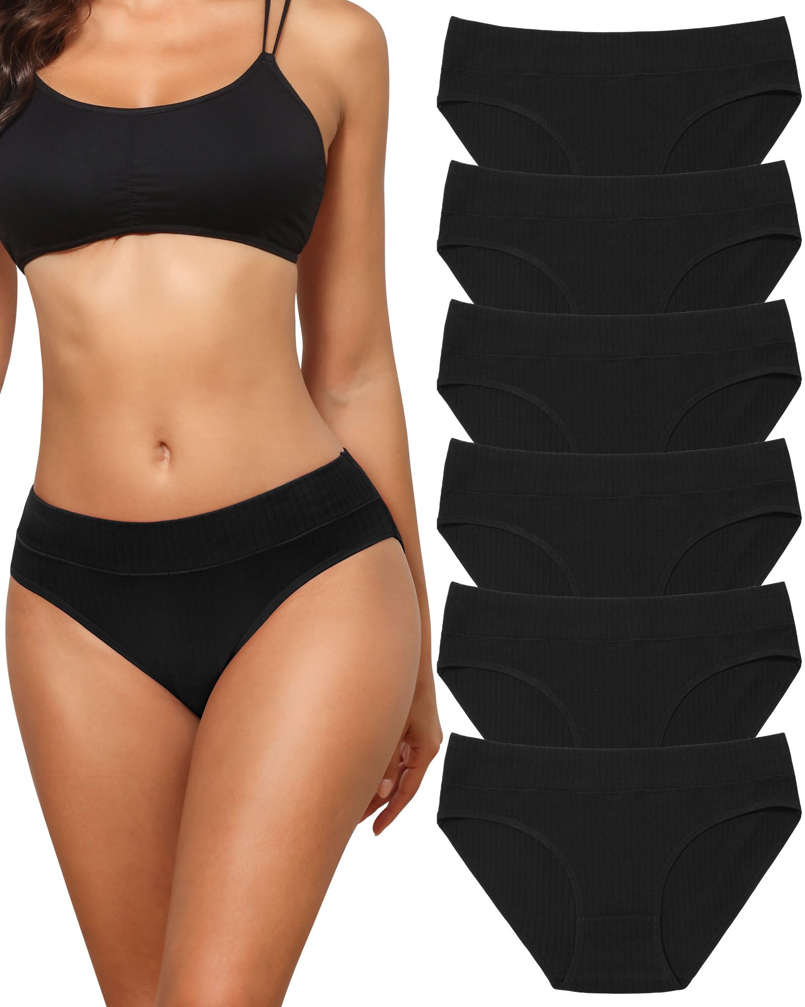 Photo 1 of Oegho 6 Pack Womens Cotton Hipster Underwear Plus Size Cheeky Panties Soft Breathable