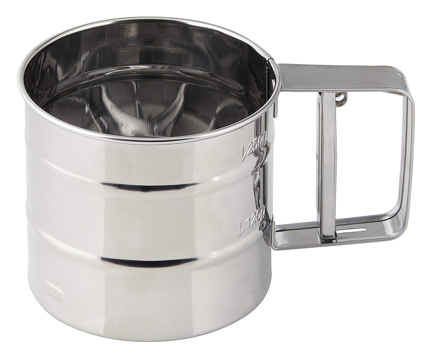 Zenker Patisserie one-handed sieve, kitchen aid made of high-quality stainless steel, safe operation with just one hand, for flouring the work surface or dusting pastries, (colour: silver), quantity: 1 piece