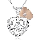 Elensan Charms Sterling Silver Pendant Necklace for Women Celtic Knot CZ Hypoallergenic Jewelry with Love Hear Fashion Birthday Gift for Women