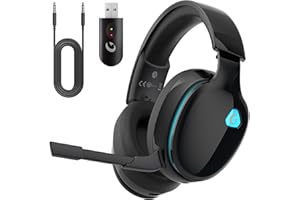 Gvyugke Wireless Gaming Headset 2.4GHz USB for PS5, PS4, PC, Switch, Mac, Bluetooth 5.2 Gaming Headphones with Detachable Microphone for Gamer, Surround Sound, 3.5mm Wired Jack for Xbox Series(Black)