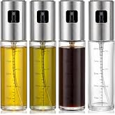 RMNJPW 4 Pack 100ml Glass Olive Oil Sprayer with Scale & 4 Label Stickers, Refillable Fine Mist Oil Dispenser for Air Fryer,