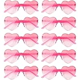 NACHLYNN 10 Pairs Heart Sunglasses Women Rimless Heart Shaped Sunglasses Candy Color Glasses for Costumes Cosplay (Gradient Pink)