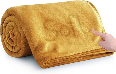 MOONLIGHT20015 Fleece Throw Blanket 400 GSM Mustard 130x150 cm