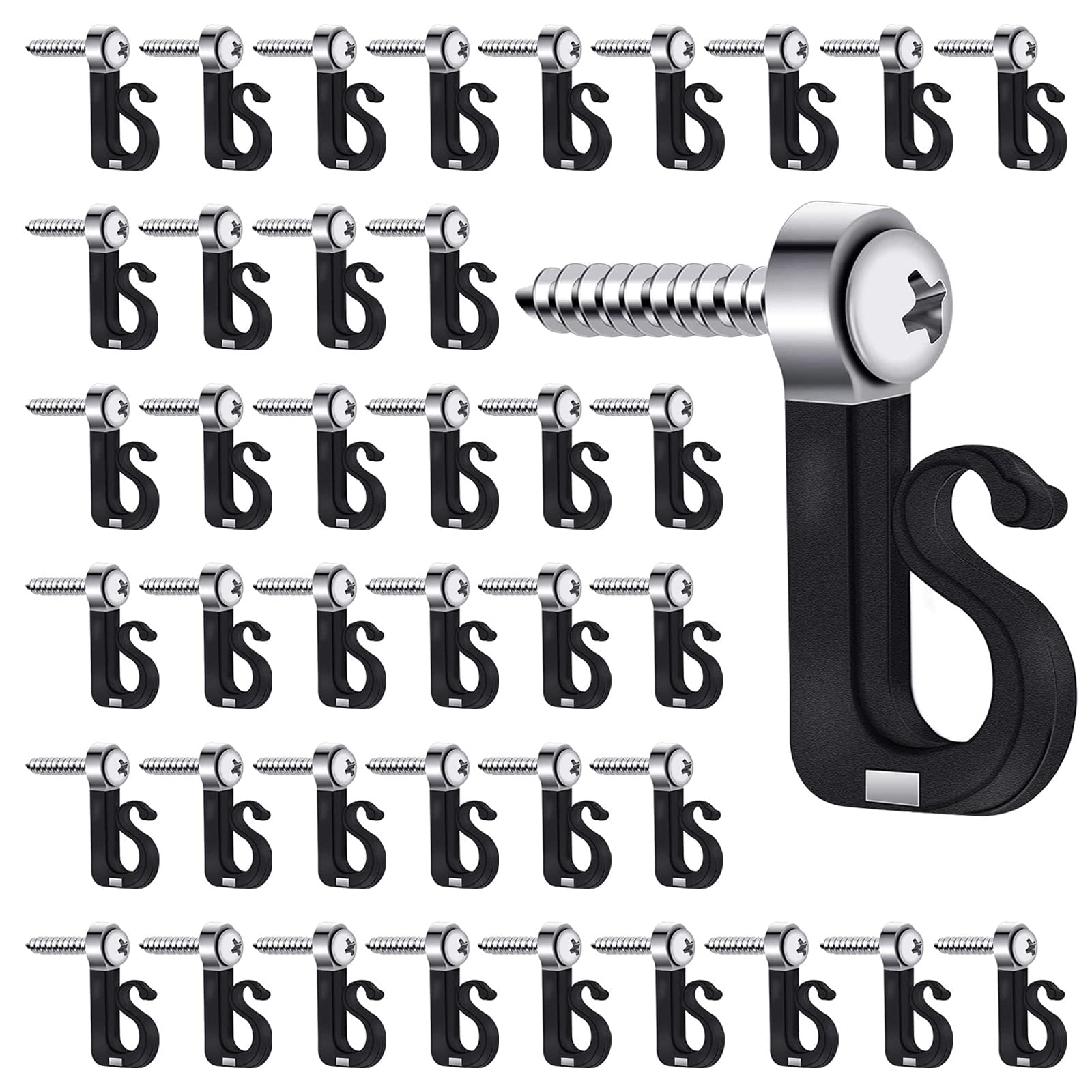 HuyxyTec Q-Hanger Screw Hooks, 45 Pack Outdoor Indoor Light Holder with Drill Bit Q-Hanger Hooks for Easy Release LED Light String