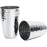 Set of 4 - 11 Oz Stainless Steel Drinking Glasses Metal Tumblers, Unbreakable Shatterproof Pint Cups for Water, Juice, Milk, Coffee, Tea, Cold Beer & Cocktails, Stackable Cups for Home Bar & Camping