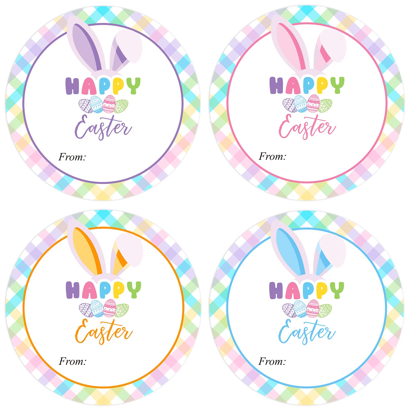 joycraft Happy Easter Stickers, 60pcs Macaron Color Easter Bunny Stickers, Paper Material, Perfect for Gift Wrap, Invitations & Decorations