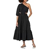 The Drop Womens April One Shoulder Cut-Out Tiered Midi Dress