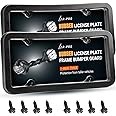 AR-PRO 2-Pack Rubber Protective License Plate Cover and Bumper Guard | Thick, Heavy Duty Rubber Prevents Scratches and Dents in Low Impact Bumps | Universal Fit for Cars, Trucks, SUVs and Vans