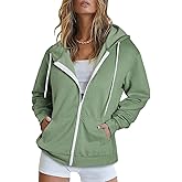 Dokotoo Women's Full Zip Up Hoodie Long Sleeve Hooded Sweatshirts Pockets Jacket Coat for Women