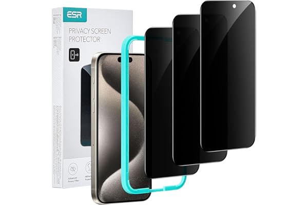 ESR 3 Pack for iPhone 15 Pro Max Privacy Screen Protector, Anti-spy Tempered-Glass Privacy Screen Protector, Micro-curved Edges, Case Friendly