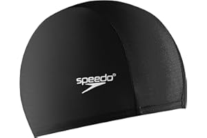 Speedo Unisex-Adult Comfort Swim Cap Fabric - Black, One Size