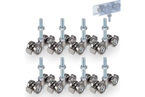 Tallew 8 Pcs 4 Wheel Silent Trolley Assembly Rollers for Use with 1-5/8" Wide and All 1-5/8" or Taller Strut Channel with M10 Bolt, Silver (Silver)