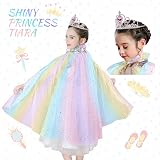 ACWOO Princess Cape for Girls Colorful Deluxe Cloak with Crown view 4