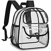SPODEARS Clear Stadium Backpack for Sports Events, Festival, Travel - 12x6x12 PVC Backpack Multi-Pocket Design, Black