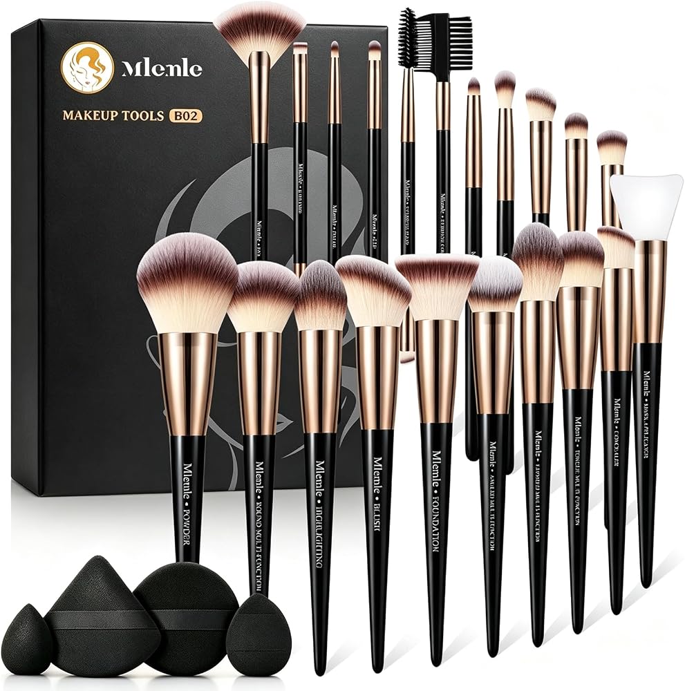 Makeup Brushes Set, Mlemle Professional 25 Pcs Makeup Kit, Include Powder Foundation Concealers Blush Eye shadows 21 Pcs Make