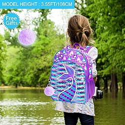 3PCS Mermaid Backpack for Girls, 16" Sequin