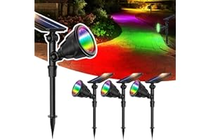 JSOT 4 Pack Halloween Solar Spot Lights Outdoor- RGB Solar Lights Outdoor Waterproof Color Changing Spotlights Christmas Decor, Outside Landscape Lighting for Yard Driveway Tree