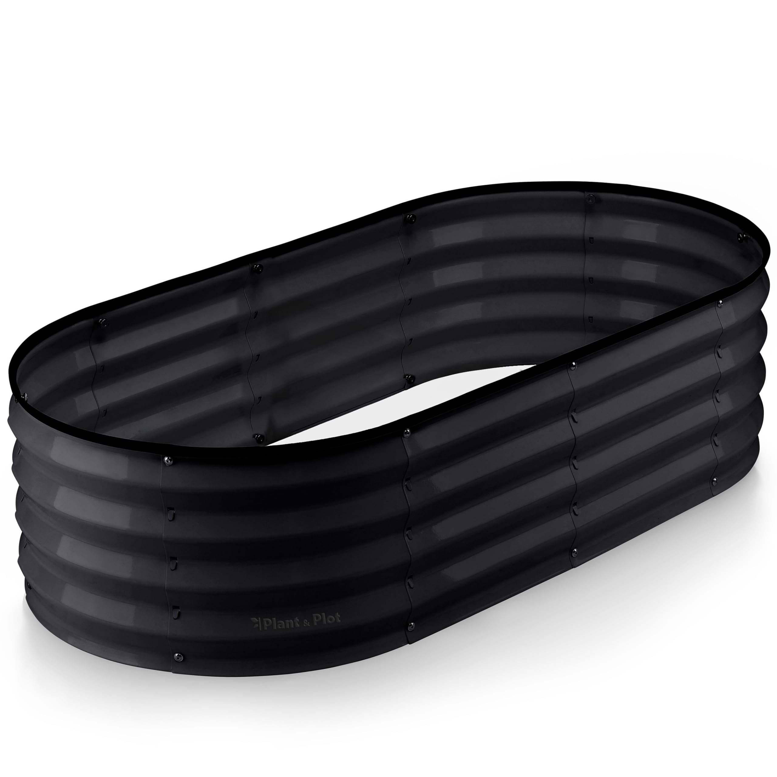 Plant & Plot Galvanized Raised Garden Beds Outdoor // 4×2×1 ft Planter Raised Beds for Gardening, Vegetables, Flowers // Large Metal Garden Box (Black) // Patented Tool-Free Design Image