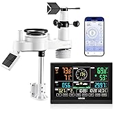 VEVOR 7-in-1 Wi-Fi Weather Station with APP, 7.5-Inch VA Display, Wireless Solar Powered Outdoor Sensor, Rain Gauge, Indoor Outdoor for Weather Forecast, Wind Speed, Temperature, Humidity, Rainfall
