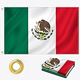 Mexican Flag 3x5 FT Outdoor, Heavy Duty 210D Oxford Fabric Mexico Flag | Embroidered Eagle & Snake & Cactus, Bandera De México Mexicana | MX National Country Flag for Wall Indoor Home Garden