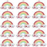 SUNNYCLUE 1 Box 30Pcs Rainbow Charms Colorful Resin Charm Bulk Love Heart Rainbows Cloud Shaped Dangle Charm with Silver Iron Loops for Jewelry Making Charms Necklace Earrings DIY Crafts Accessories