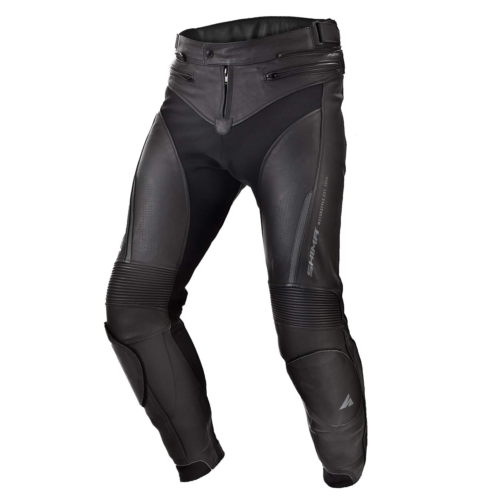 SHIMA CHASE Motorbike Pants - Leather, sport pants with hips & knees protectors, perforated leather, for 2-piece suit (Black, 50)