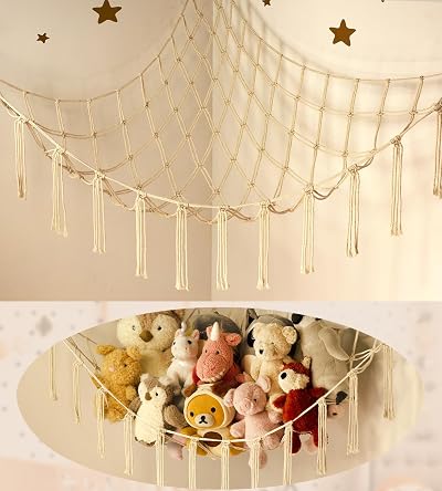 mirolam Teddy Hammock - Soft Plush Toy Storage for Kids Room Decor