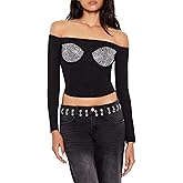 Forever 21 Womens Rhinestone Off-The-Shoulder Top
