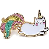 Kolorspun Unicorn Cat Enamel Lapel Pin with Glitter