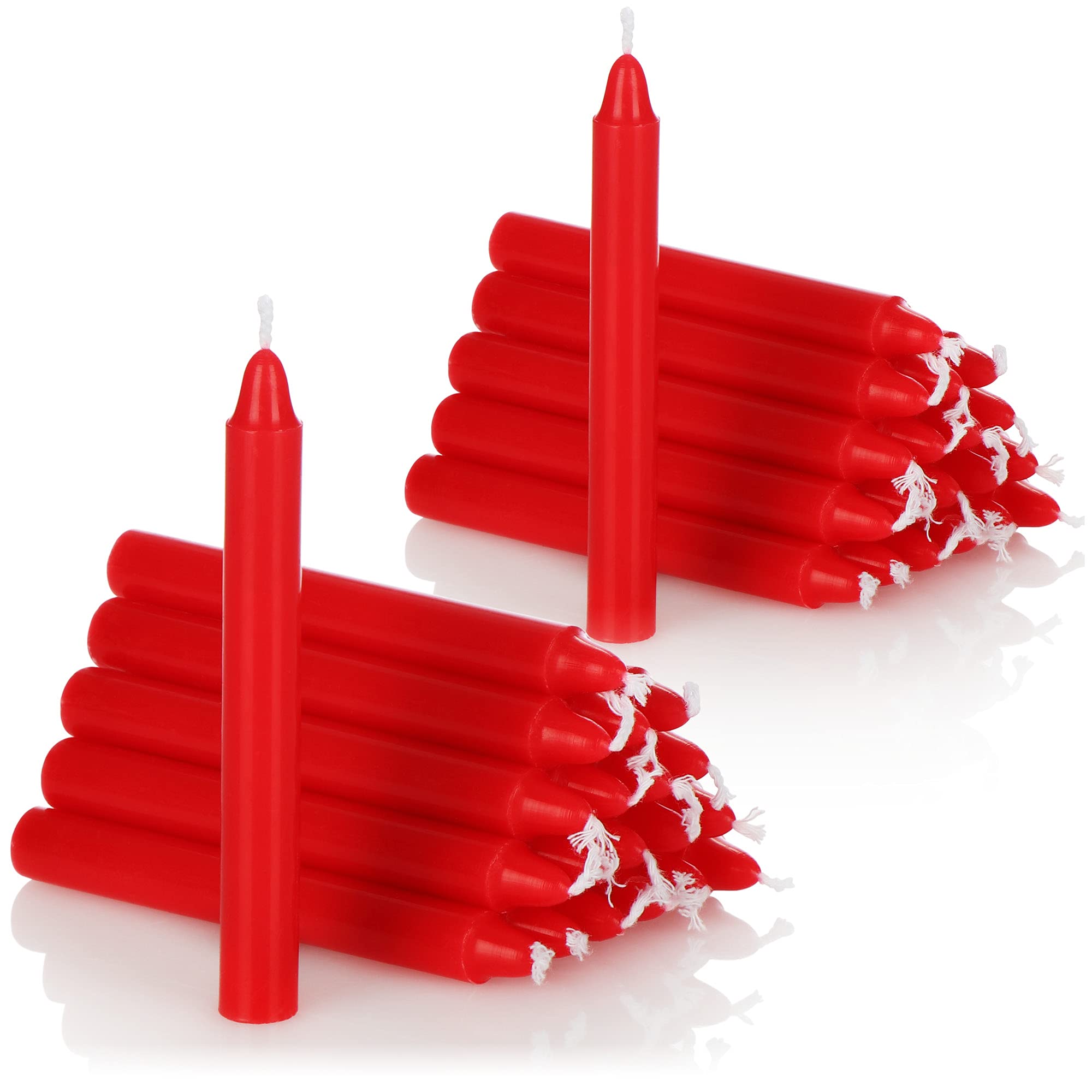 com-four® 40X Tree Candles - Wax Christmas Tree & Pyramid Candles - Small, Ø 11 x 105 mm (40 Red)