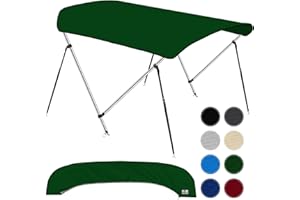 KNOX 2 Bow Bimini Tops for Boats, Boat Canopy Kit, 900D Canvas, Stainless Steel Bimini Top Hardware, Storage Boot, Fits Most Small & Inflatable Boats, Hunter Green