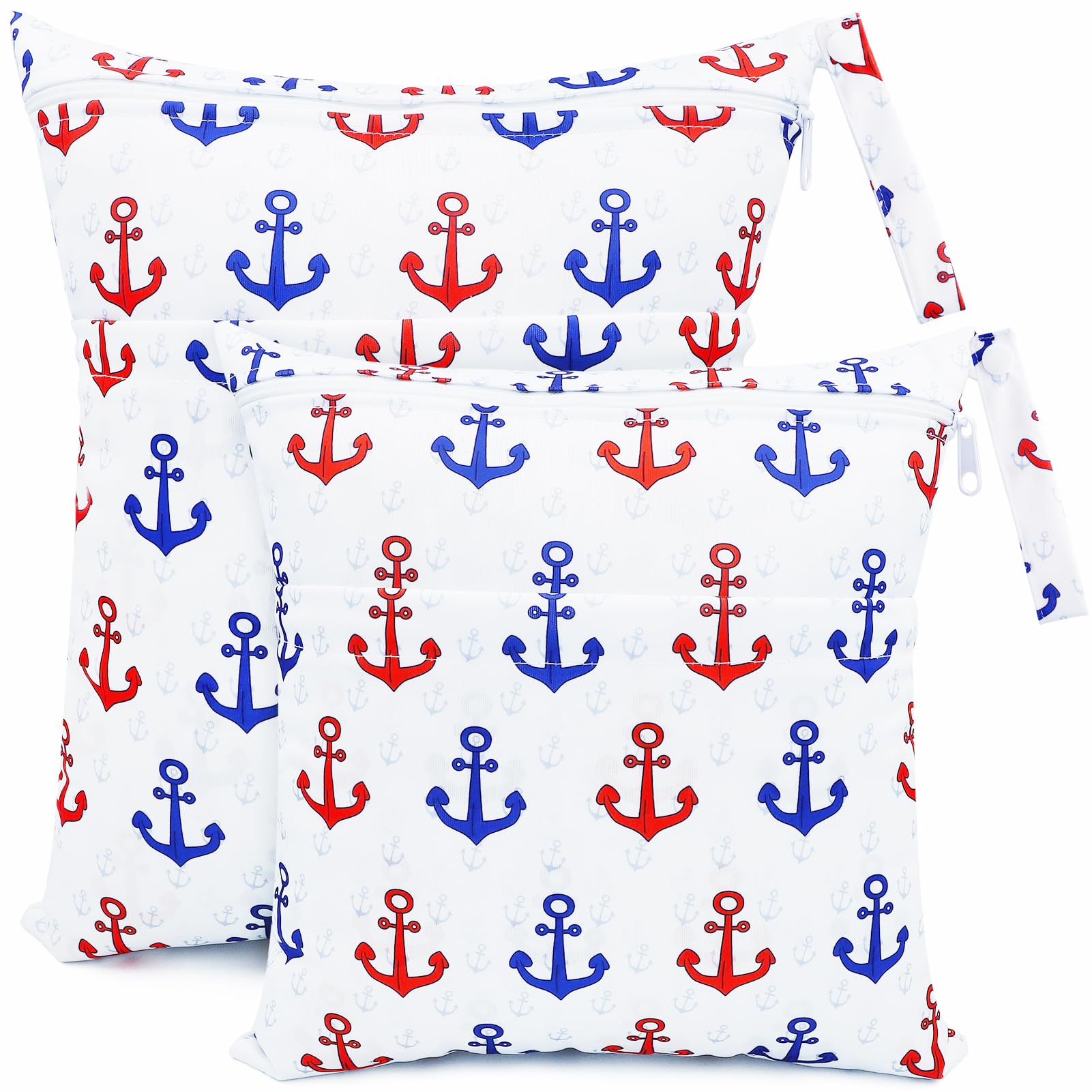 CHEESANHERR Cloth Nappy Bags，2 Pcs Wet Bags, Wet Dry Bags for Cloth Diapers, Changing Bag Storage Bag Organizer with Double Zipper Waterproof Washable Reusable for Daycare Travel Beach (White)