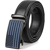 SANSTHS Men's Belts Leather Ratchet Dress Belts for Men with Adjustable Slide Buckle in Gift Box