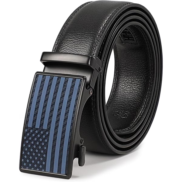Lavencious Men's Genuine Leather Ratchet Slide Belt - Cut To Fit Up To 46" Waist, Black