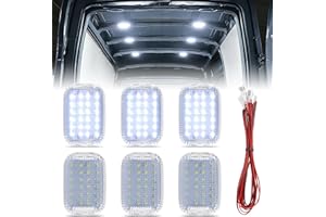 FetonAuto 6PCS LED Transit Cargo Lights Load Space Area Interior Dome Lamps Replacement with Plug Wire Harness Accessories fo