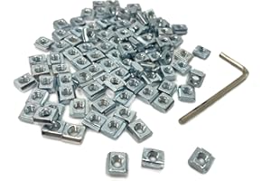 AKKACM 120Pcs 20 Series T Sliding Nuts Hammer Nut Block Square Nuts M5 T Nuts for 20x20 Standard 6mm T-Slot Aluminum Extrusion Profile(120Pcs M5 T Nuts)
