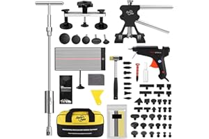 Super PDR Car Dent Puller, Paintless Dent Removal Kit Dent Remover Tool for Car with Slide Hammer, T-bar, Dent Lifter, Adjustable Brightness PDR Light for Body Dent Repair Removal