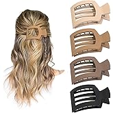 4 PCS Flat Hair Clips for Women, Ergonomic Curved Claw Clips for Thick Thin Curly Hair, Round Flat Strong Hold No Slip Grip Claw Clips for All Hair Textures