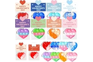 Confucia 32 Pack Valentine's Day Gifts Prefilled Mini Heart-Shaped Fidget Pop Toys, Perfect for Kids' Party Favors,School Gifts Exchange,Classroom Prizes