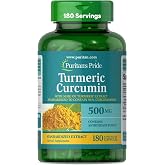 Puritan's Pride Turmeric Curcumin 500mg, 180 Rapid Release Capsules | Standarized to 95% Cucuminoids, Herbal Dietary Supplement for Antioxidant Health