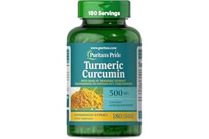 Puritan's Pride Turmeric Curcumin 500mg, Standarized to 95% Cucuminoids, Herbal Dietary Supplement for Antioxidant Health, 180 Radpid Release Capsules