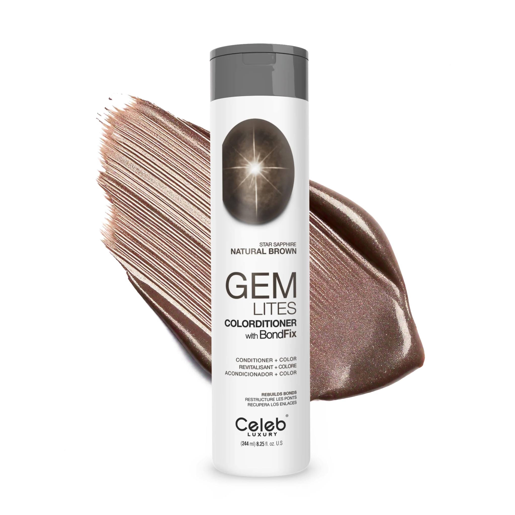 Photo 1 of Celeb Luxury Gem Lites Star Sapphire Colorditioner, Color Depositing Conditioner with Bondfix Bond Rebuilder, Semi Permanent Hair Colour Glaze, , Maintains and Refreshes Medium to Deep Brown Tones