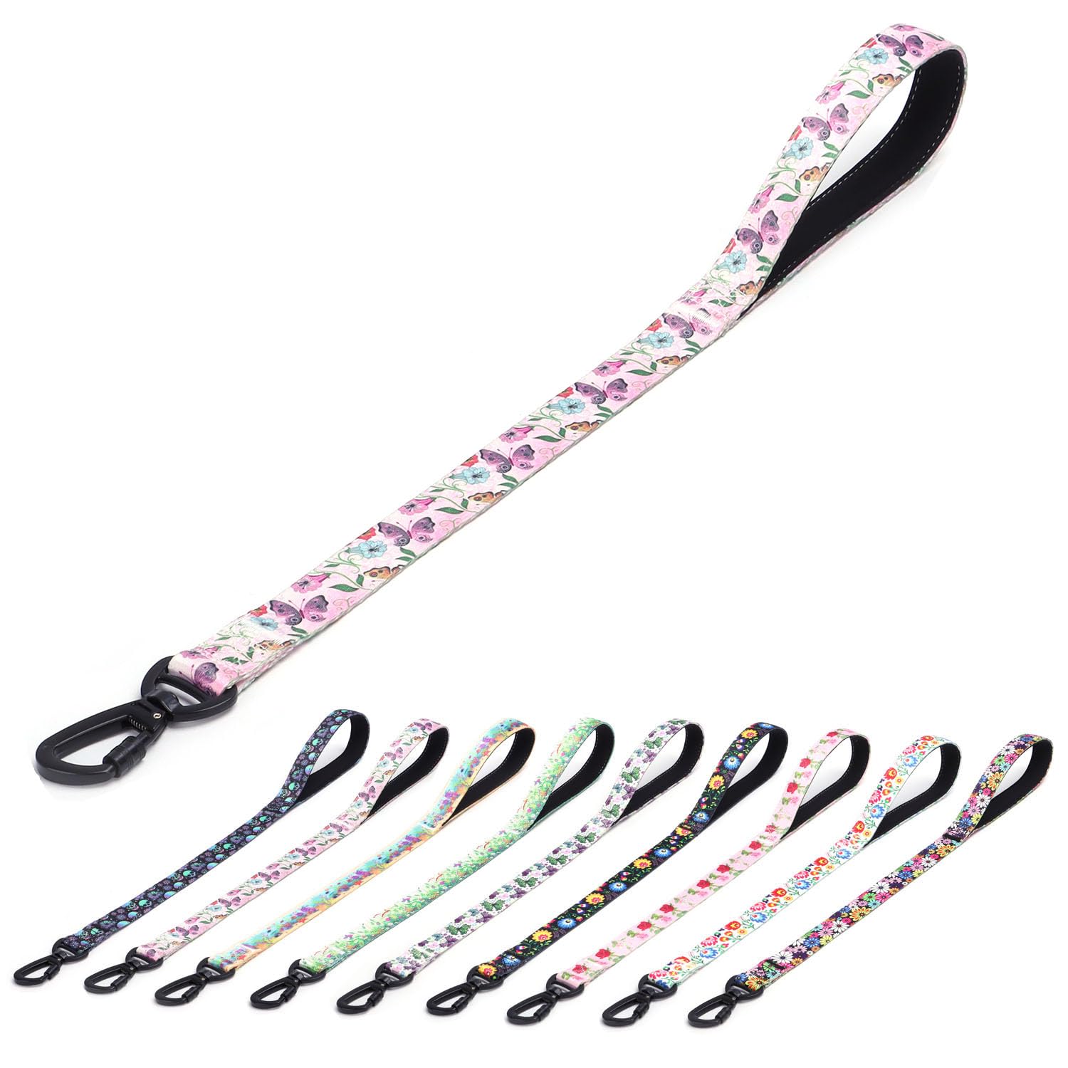 haoyueer Dog Leash, Short Traffic Leash for Dogs, Heavy Duty Floral Pattern Female Safety Nylon Training Dog Leash for Medium & Large Dogs (Hornflower, 23 inch)
